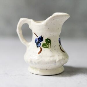 Maine pottery blueberry berries mini pitcher creamer vintage signed DD